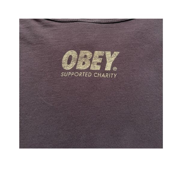 Obey T-Shirt Womens Medium Adopt Gray Short Sleeves Cotton Dog Rescue - Picture 8 of 9